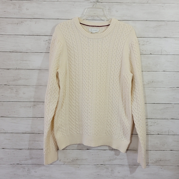 Free Assembly Men's Cream Cable Knit Fisherman Style Sweater Size Small - Picture 2 of 14